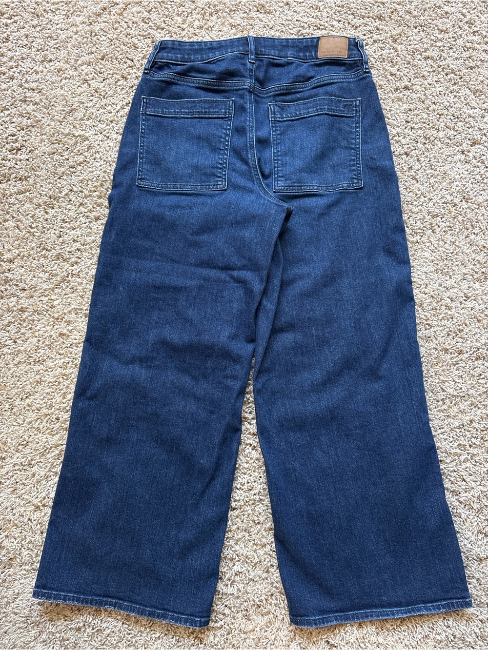 AE Dreamy Drape Stretch Super High-Rise Baggy Wide-Leg Jeans Sz 8 X Short